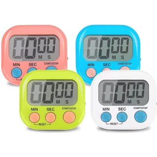 4 Farben Küchentimer Digital, Digitaler Magnetisch Stoppuhr Timer mit Magnet, Stehen Klein Kinder Time Timer, Minuten Countdown Kurzzeitwecker für Kitchen, Schule, Küche, Sport, Gym