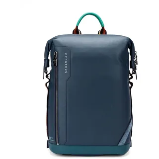 SCHARLAU Slackline RONJA Leder Rucksack für 13" Laptopfach Navy Blue