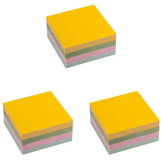 D.RECT Zettelklotz Notizklotz Ersatzpapier (für Zettelbox) | 85x85x40mm circa 350 blatt | sortiert Pastellfarbmix (Packung mit 3)