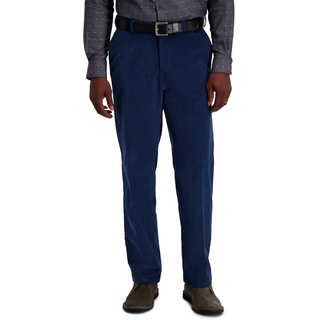 Haggar Herren Cordhose, erweiterbare Taille, Klassische und gerade Passform, Flache Vorderhose Lssige Hose, Cadet Blau, 32W / 30L