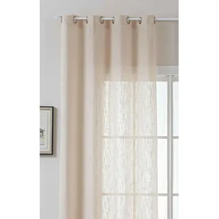 Gardine Ösen Grobfaser »Seoul« HxB 245x140 cm Beige Ösen Linenlook-Struktur Uni Halbransparent Blickdicht 2024110