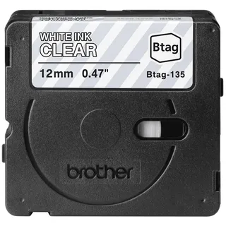 Brother Btag-135 12mm x 4m weiß auf transparent nicht laminiert