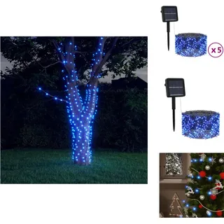 vidaXL Solar-Lichterketten 5 Stk. 5x200 LED Blau Innen Außen - Weihnachtsbeleuchtung - Blau