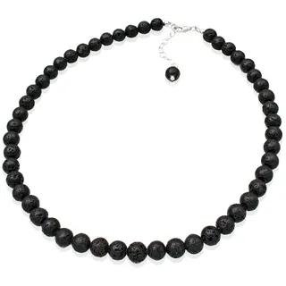Elli Halskette Lava Perlen 925 Sterling Silber schwarz