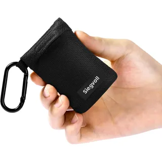 Siegvoll Picknickdecke klein mit praktischem Karabiner, Ultraleicht, ultradünne tragbare Stranddecke, Outdoor Decke für Picknick, Strand, Camping und Wandern (Schwarz, 1 Personen)