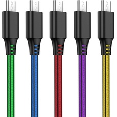 SCHITEC Micro USB Kabel, 5Pack 2M Micro USB Schnellladekabel Daten Sync Handy Ladekabel für Android, Samsung Galaxy S6 und S7 Nexus HTC LG Kindle Power Bank und mehr