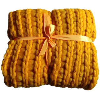 HOME DECO FACTORY Strickdecke Acryl Weich Cosy Sofa Gelb | Acryl, Strickdecke, weich und gemütlich, Sofa oder Bett, Innendekoration, Gelb