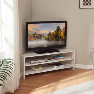 Fernsehtisch 'Berg' abgeschrägt 110 x 36 x 42 cm Weiß - Weiß