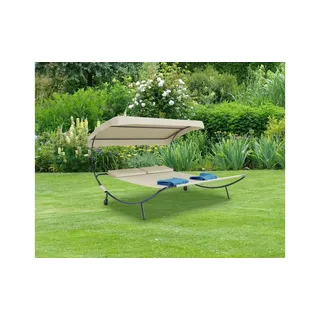 VCM Bindox Doppel-Gartenliege 200 x 180 x 137 cm creme inkl. Sonnendach
