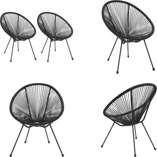 vidaXL Moon Gartenstühle 2 Stk. Rattan Schwarz - Moon-Stuhl - Moon-Stühle - Loungesessel - Relaxsessel - Schwarz