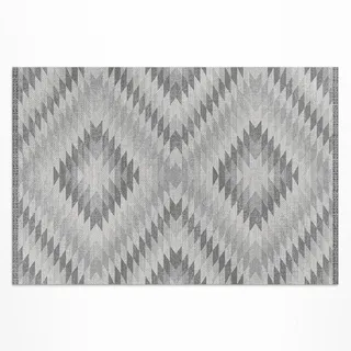 Wallfluent Teppich 140x210 cm Türkisches Dekor Stoffoptik , Hellgrau , Kunststoff , 140x210 cm , Teppiche und Böden, Teppiche