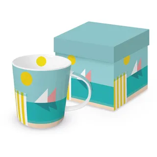 PPD Paperproducts Design GmbH Cannes Plage Porzellan-Becher, 0,4 Liter, 9,7 x 9,7 cm, mit Geschenkbox