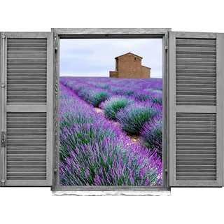 Queence »Lavendelfeld« Wandsticker, Wandbild, selbstklebend, 3D, Fenster,