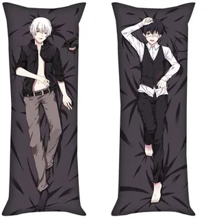 Anime Tokyo Ghoul Kaneki Ken Merch Kissen Cover Throw Kissenbezug Doppelseitig Puppe - Kaneki Ken 01 - 40x120cm