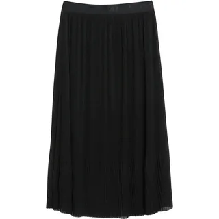 Faltenrock COMMA, Damen, Gr. 46, schwarz, Web, Obermaterial: 100% Polyester. Futter: 100% Viskose, unifarben, bequem 3/4-Länge, Röcke Faltenrock, Sommerrock mit elastichem Bund