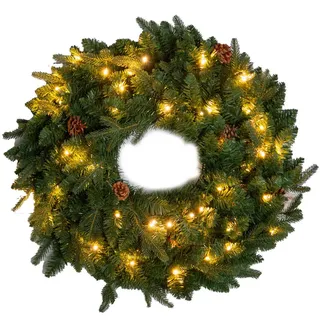 Weihnachtskranz LED Tannenzapfen 60 cm , Kunststoff , 15 cm , Dekoration, Weihnachtsdekoration, Adventskränze