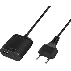 Bild - Netzteil - 12 Watt - Fast Charge), - 2 Ausgabeanschlussstellen USB, USB-C, 12W (5V/2,4A), Schwarz