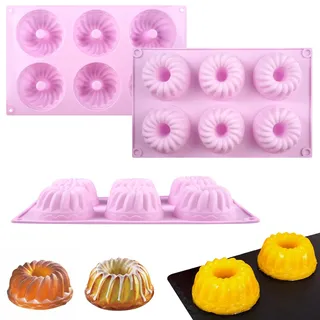 3 Stück Mini Gugelhupfform Silikon Ø 7 Cm Silikonformen Gugelhupf 6Er, Antihaftbeschichted Silikon Backform Gugelhupfs, Wiederverwendbare Spiral Silikonform Gugelhupfs für Kekse, Bagels, Muffins