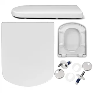 WC Sitz - Toilettensitz - für Roca Dama Senso - Weiß - Selbstschließend - Antibakteriell - Duroplast - Abnehmbar - Toilettendeckel - Weiß