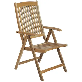 Gardenson Gartenstuhl , Hellbraun , Holz , Teakholz , Hartholz , eckig, X-Form , 58x104x98 cm , stapelbar, klappbar, wetterbeständig, UV-beständig, inklusive Armlehnen, geeignet für Balkon , Holzmöbel, Sitzgelegenheiten Holz, Gartensessel Holz