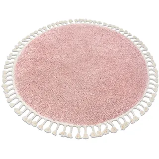 RugsX Berber Shaggyteppich Ø 120 cm Pink