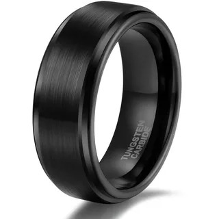Titaniumcentral Ring Herren Damen Schwarz Wolframcarbid Gebürstet Verlobungsringe Eheringe Trauringe 6mm 8mm