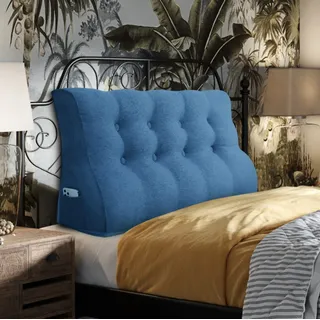 Johnear Rückenkissen Ergonomisch Gekrümmt für Sofa & Bett (Blau, 140cm) | Ergonomisches Rückenkissen mit gekrümmter Form – passt sich der Wirbelsäule an, entlastet den Rücken. Waschbar.