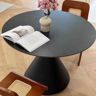 360Home Runder Esstisch Keramik Metallbeine Esszimmertisch Küchentisch Tisch Ø 100cm*75 cm schwarz - Schwarz