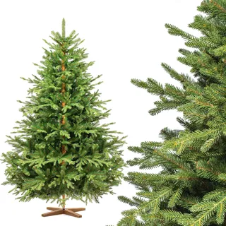 FairyTrees Weihnachtsbaum künstlich 180 cm ALPENTANNE Premium mit Christbaum Holzständer | Tannenbaum künstlich mit Naturgetreue Spritzguss Elemente |  EU | - Grün