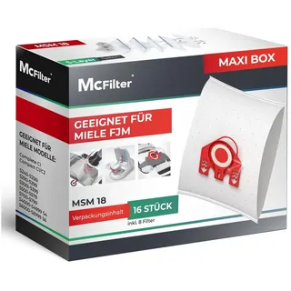 McFilter Staubsaugerbeutel MSM 18 MAXI 16 Stück, mit Ersatzfiltern,Miele S2,S3,S4,S5,S6,C1,C2 Serie