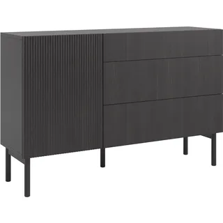 Selsey Sideboard mit 3 Schubladen, Holzoptik Esche schwarz ¦ Maße cm B: 140 H: 90,6 T: 38.0