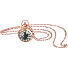 JewelryWe Taschenuhr Damen Elegant Engel Mädchen Römische Ziffern Analog Quarz Uhr mit Halskette Kette Pocket Watch Geschenk Rosegold