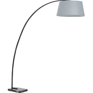 BELIANI Stehlampe Grau Metall 188 cm Stoffschirm Marmorfuß langes Kabel mit Schalter Bogenlampe Modernes Design - Grau, Schwarz, Weiß