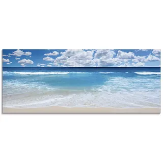 ARTland Wanddeko Glasbilder Wandbild Glas Bild einteilig 125x50 cm Querformat Strand Meer Sommer Karibik Südsee Urlaub Natur Sand Himmel Wolken T8KG