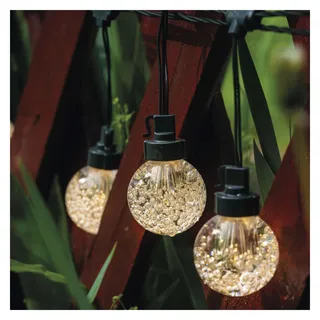 EMOS LED-Lichterkette warmweiß für Innen und Außen, 7,6 lange Partylichterkette mit verzierten 20 LED-Akrylat-Lampen in Kugelform, 5m Anschlusskabel mit Netzteil, IP44 für Partys, Weihnachten, Deko