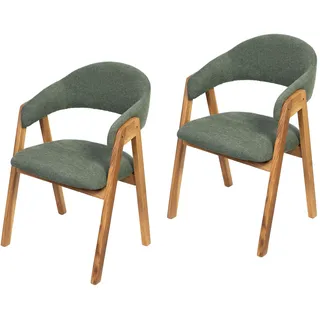 Armlehnstuhl OTTO HOME "Arco Polsterstuhl, Esszimmerstuhl, Küchenstuhl, 4-Fußstuhl", grün, natur, grün, B:57cm H:83cm T:84cm, Massivholz, Polyester, Stühle, Armlehnstuhl, Bequem und stilvoll. Gepolstert. Massivholzbeine