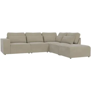 S-Style Möbel Ecksofa modularer Leox Beige Samt-Stoff , Textil , Echtholz,Birke , Füllung: Silikon,Silikon,Komfortschaum , L-Form, Ottomane rechts, Eckteil,L-Form , 305x281 cm , Hergestellt in Europa, Oeko-Tex® , Wohnzimmer, Sofas & Couches, Wohnlandschaften, Ecksofas