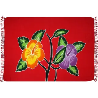 Wogeka Sarong – Blickdichtes luftiges Strandtuch Hibiskus in Rot für Damen & Herren als Pareo Wickelrock Cover Up Strandkleid Wrap für den Strand 49
