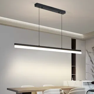 Mikeru 120cm Dimmbare Moderne LED Pendelleuchte, Kücheninsel Leuchten mit 3000/4500/6500k 3 Farben Lichter 10% bis 100% Helligkeit Einstellbar mit Fernbedienung für Esszimmer