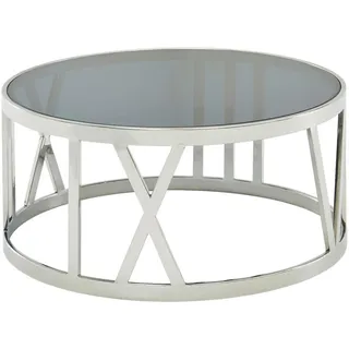 Wohnling Couchtisch Silber Glas Metall 60 x 60 x 30 cm
