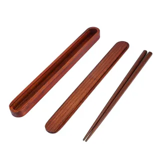 Nikou Sushi Essstäbchen Set,Holz Sushi Stäbchen mit Einer Ausziehbaren Essstäbchenkiste,für Campingpicknicks(25x2.8x1.8cm,90g)