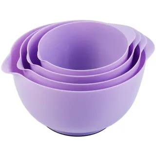 BoxedHome Mixing Bowl Violett Set Rührschüssel Set Kunststoff Salatschüssel rutschfest stapelbar Servierschalen für Küche Rührschüssel-Set 4-teiliges