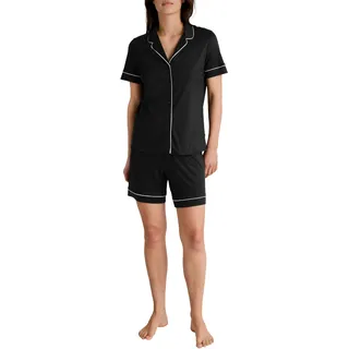 CALIDA Moonlight Dreams Kurz-Pyjama, durchgeknöpft mit Seide Damen, weiche, luxuriöse TencelTM, Modal und Seide Qualität, atmungsaktiv, feuchtigkeitsregulierend