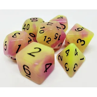 Dice4friends DIC37323 Würfelset Glowing: Passion (Yellow/Purple) (7)
