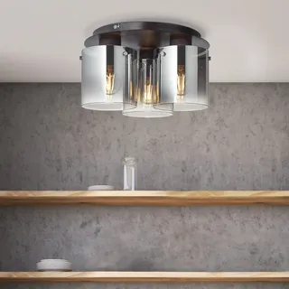 Brilliant Beth 3-flammig rund grau/rauchglas