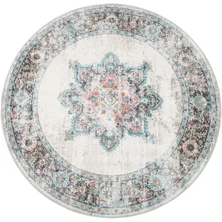 Paco Home Teppich »Torres 275« rund 8 mm Höhe Kurzflor, Orient-Optik, Vintage Design, In- und Outdoor geeignet, beige