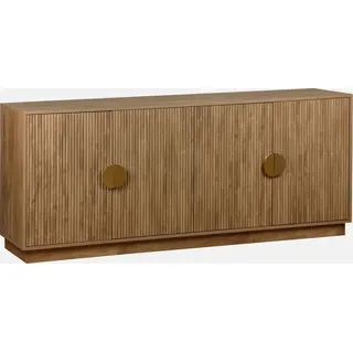 sweeek Exotisches Sideboard mit 4 Türen in Mangoholz-Optik mit Rillen 180cm - sweeek