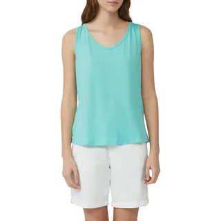T-Shirt S.OLIVER, Damen, Gr. 46, blau (pool blau), Jersey, Obermaterial: 50% Baumwolle, 50% Modal, unifarben, regular fit taillenbedeckt, V-Ausschnitt, Shirts T-Shirt, mit Cut-Out
