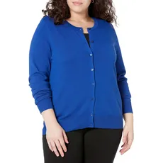 Amazon Essentials Damen Leichte Rundhalsstrickjacke (Erhältlich In Übergröße), Kräftiges Blau, XL