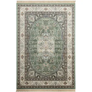 Steffensmeier Orientteppich 135/195 cm Riad Kirman , Grün , Textil , Orientalisch , Rechteckig , 135x195 cm , für Fußbodenheizung geeignet , Teppiche und Böden, Teppiche, Orientteppiche